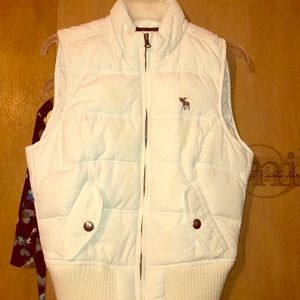 White winter down vest